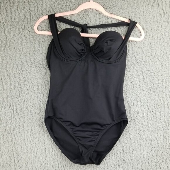 Boston Proper Other - Boston Proper Swim Womens 8 C/D Cup One Piece Black Underwire Ruched Swimsuit